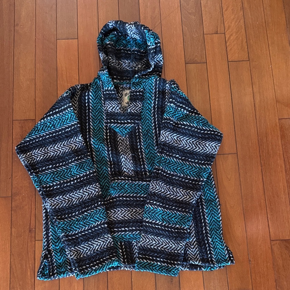 Women's Blue and Black Hooded Jacket